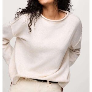 Nuuds Cozy Knit Heather Bone Mock Neck Sweater